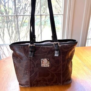 IMEDICI Firenze Leather Tote Purse Shoulder Bag Zip Around  Italian Medium Size